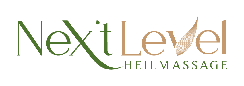 Nex't Level Heilmassage Logo. grün und beige